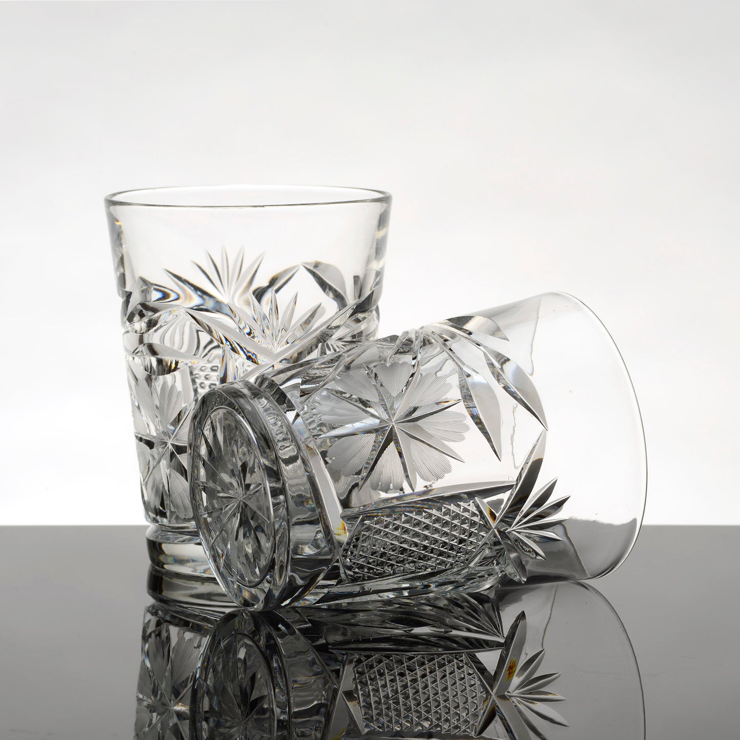 American Brilliant Cut Glass Whiskey Tumblers - Set of 2