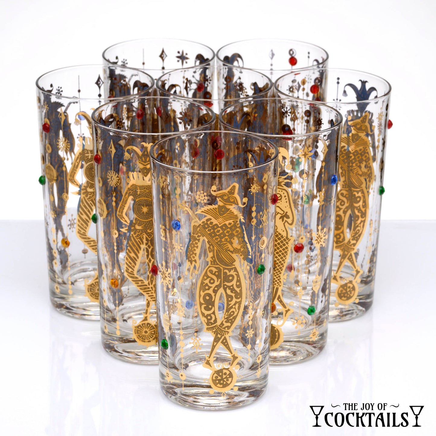 Culver Mardi Grass Highball - Set of 8 - Near Mint