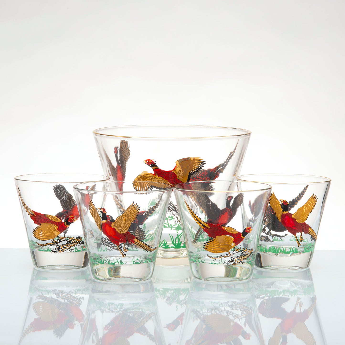 Hazel Atlas Pheasant Scene - Set of 20 pcs