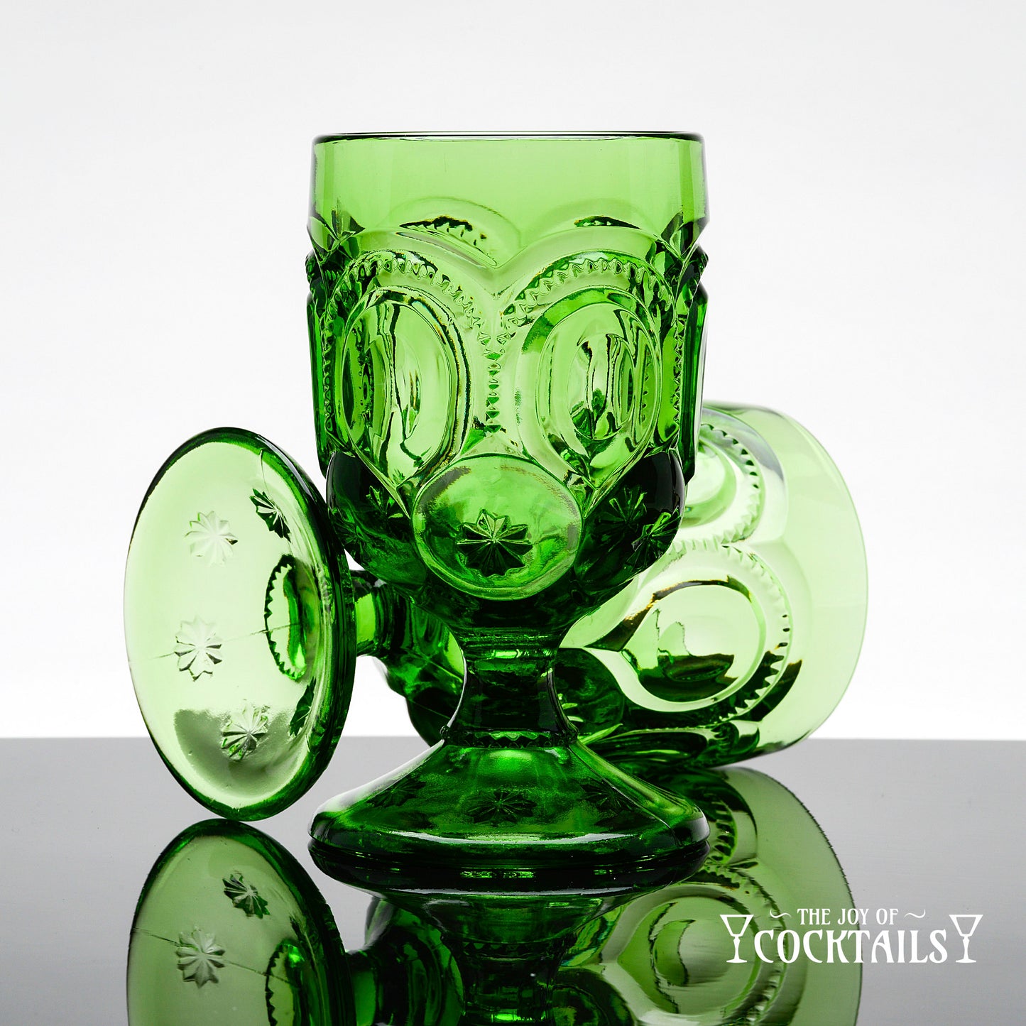 Moon & Stars Goblet, Green,  L. E. Smith Glass Company - Set of 4